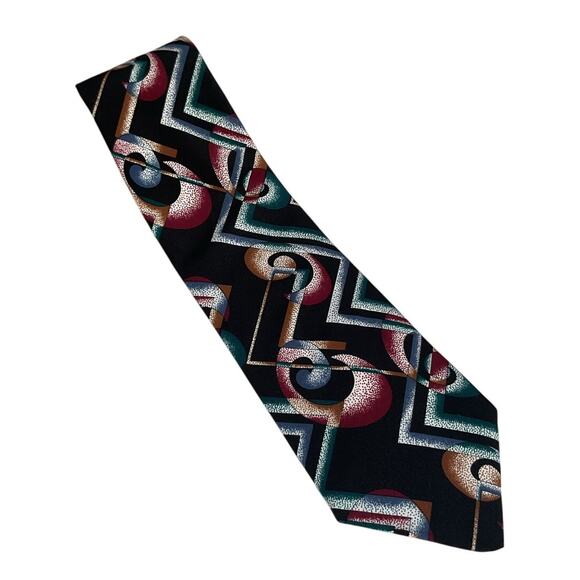 Vintage Tie 90s Surrey Micro Magic Geometric Abstract Pattern Made in USA - Picture 1 of 7
